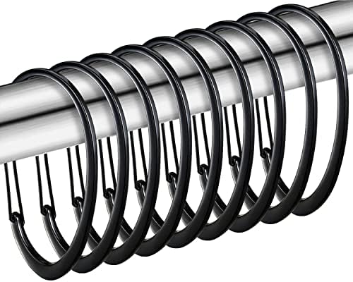 ZESLMG Black D-Shaped Shower Curtain Hooks Set of 12