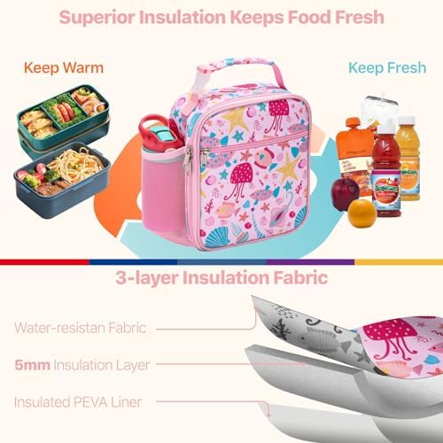 Bagseri Lunch Bag for Kids - Pink Marine Animals