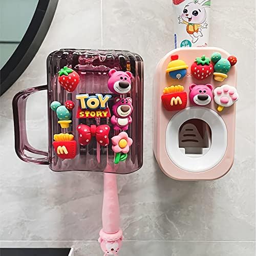 Mr Thumbs - Automatic Toothpaste Dispenser Holder Set 3 Piece Pink Set