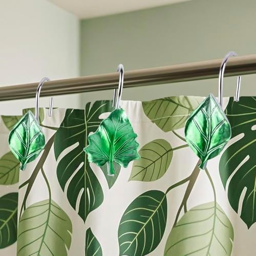 EVOOKA Botanical Leaves Shower Curtain Hooks Rust-Resistant Durable