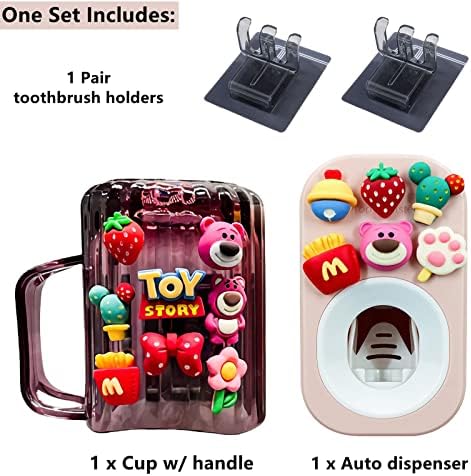 Mr Thumbs - Automatic Toothpaste Dispenser Holder Set 3 Piece Pink Set