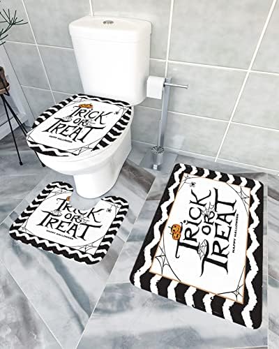 3-Piece Halloween Bathroom Rugs Set with Non-Slip U-Shaped Mat