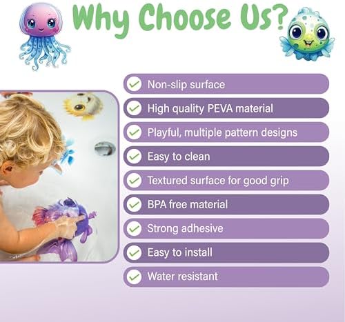 TEKWAVE Non-Slip Bathtub Stickers - Safe for Kids Perfect for Bathtime