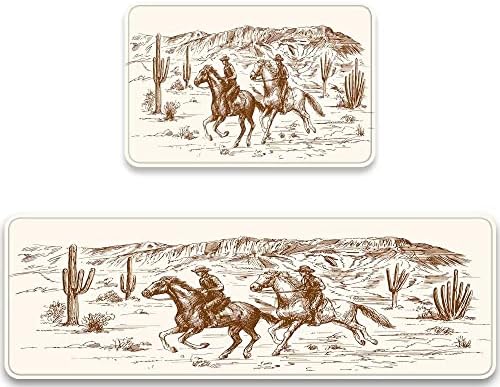 Premium Stylized Western Kitchen Rugs Set for Cowboys