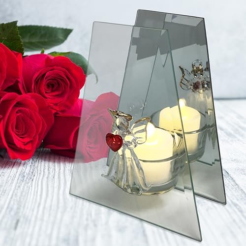 BANBERRY DESIGNS Angel Holding Red Heart Candleholder