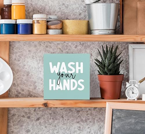 SRADMO Kids Bathroom Quote Wash Your Hands Get Ready to Wash Right