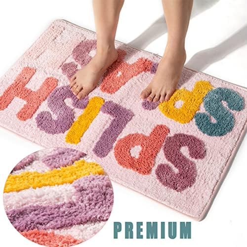 Kids Bath Rug Microfiber Non-Slip Mat Splish Pink 20x32