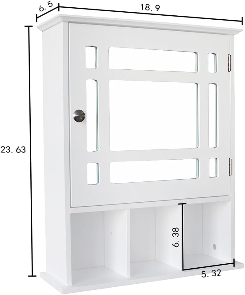Mirrored Bathroom Cabinet Wall Mounted with Adjustable Shelves