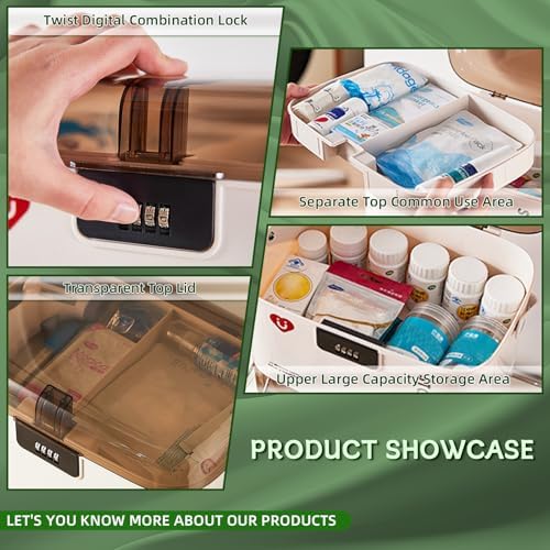 PENCK 4-Digit Combination Medicine Lock Box for Home and Travel