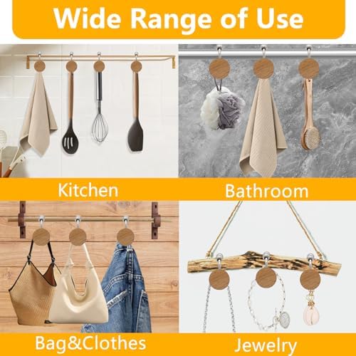Modern Wood Shower Curtain Hooks 12PCS Silvery