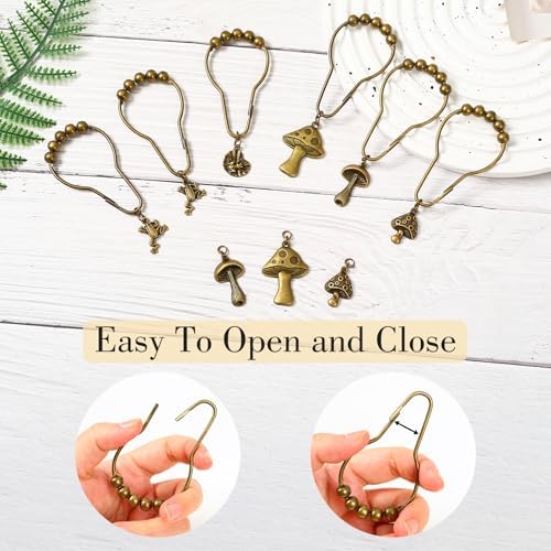 Cost-Effective Retro Shower Curtain Hanger with Frog and Mushroom Design