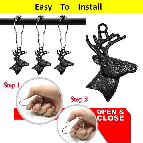 12-Piece Deer Dish Curtain Hook Set - Rustic CabinChristmas Decor