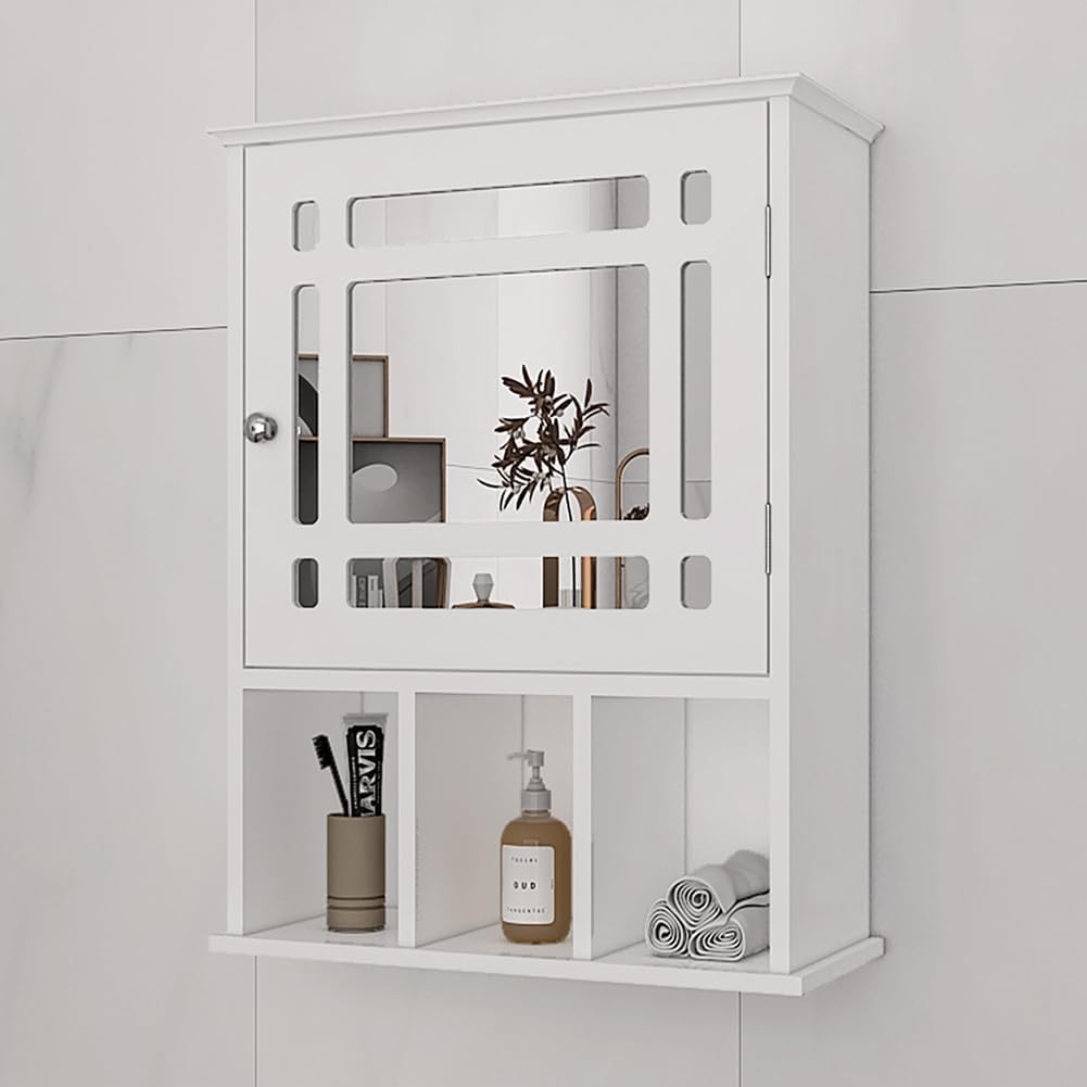 Mirrored Bathroom Cabinet Wall Mounted with Adjustable Shelves