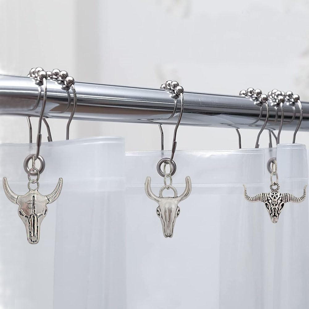 Sturdy Rust-Resistant Cow Shower Curtain Hook Set