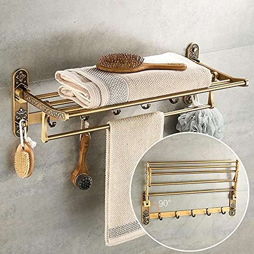 Antique Brass Towel Bar Cup Holders Roll Paper Holder Soap Dish Hairdryer Rack