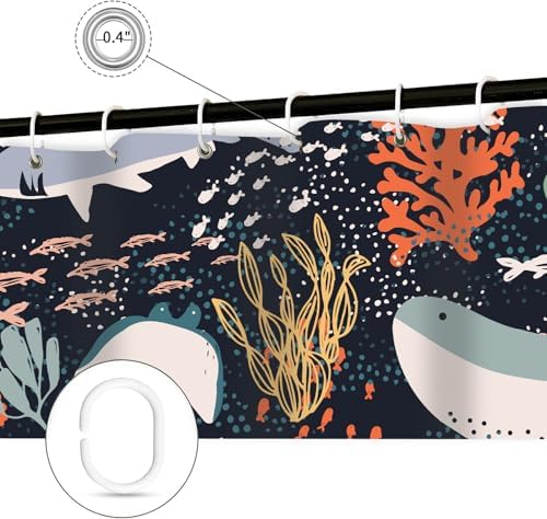Ocean Fish Boho Shower Curtain for Kids