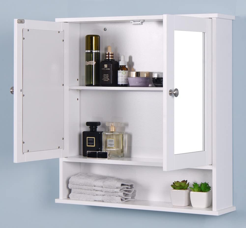Huedimboene Wall-Mounted Bathroom Medicine Cabinet with Mirror Adjustable Shelf