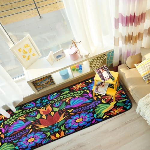 Elegant Floral Mexican Birds Kitchen Rugs