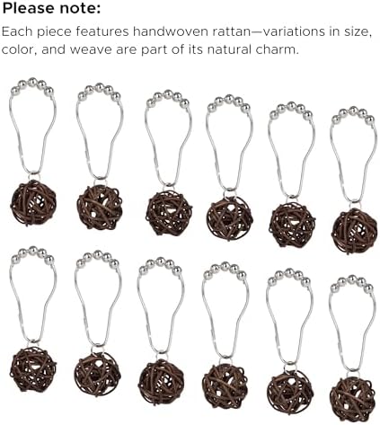 Sunlit Boho Decorative Rattan Balls Shower Curtain Hooks