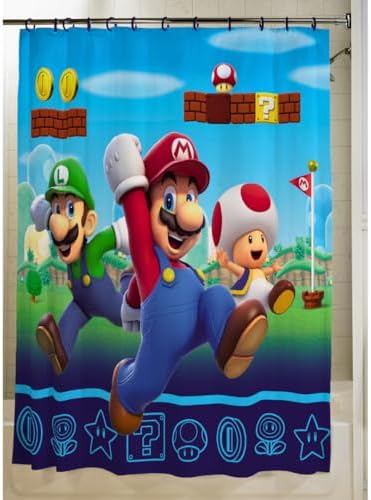 Franco Super Mario 13 Piece Shower Curtain and Ring Set