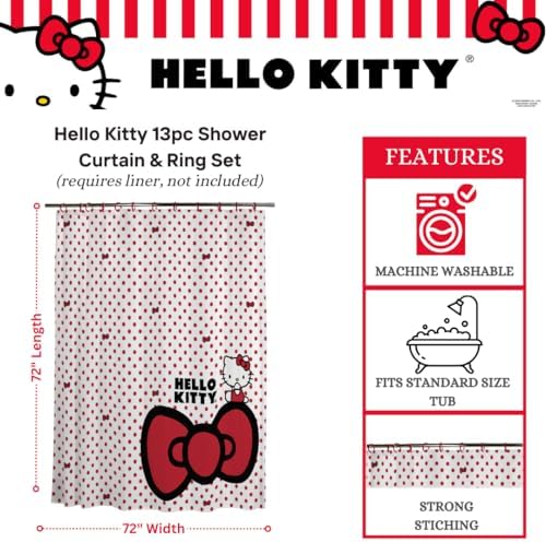 Franco Hello Kitty 12-Piece Shower Curtain Set