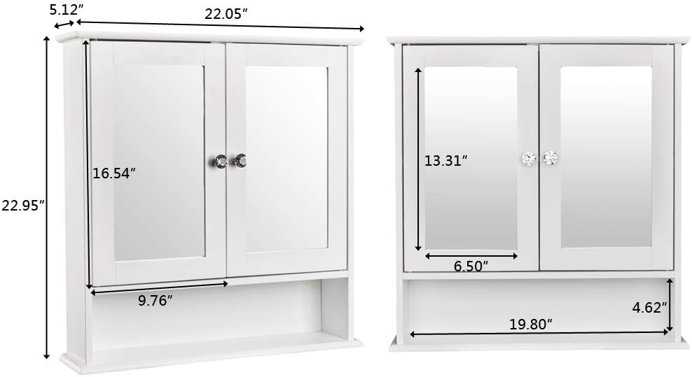 Rpuzonier Wall-Mounted Bathroom Cabinet - Double Mirror Storage