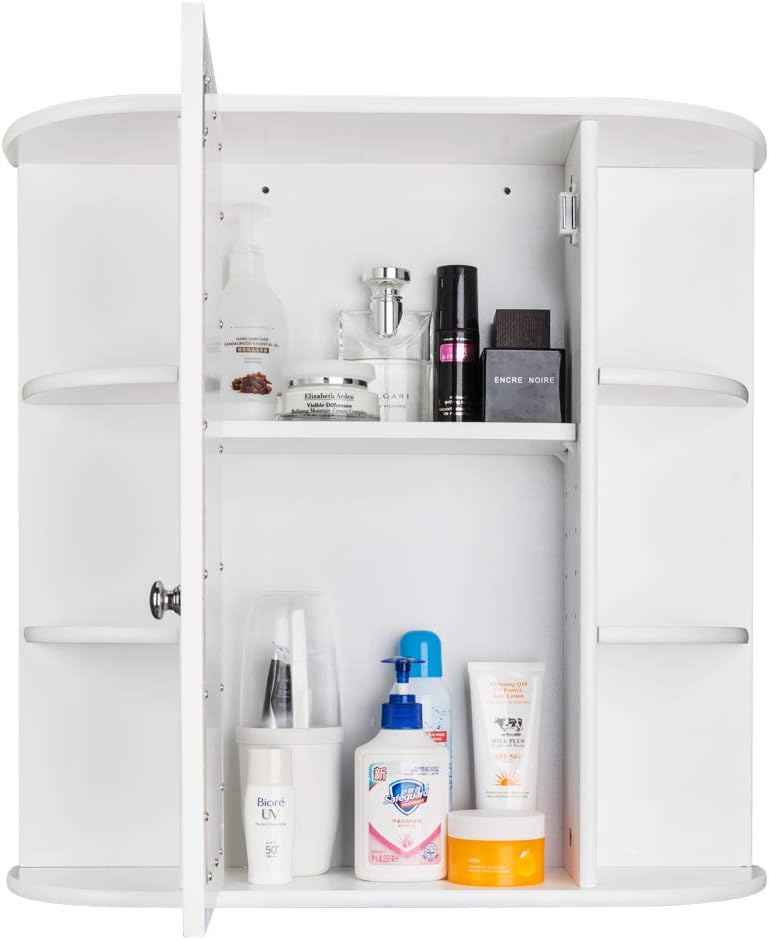 Rpuzonier Wall Mounted Cabinet with Mirror and Shelves