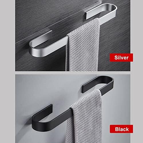 Sturdy Wall-Mounted Towel Rail BlackSilver for Bathroom Storage