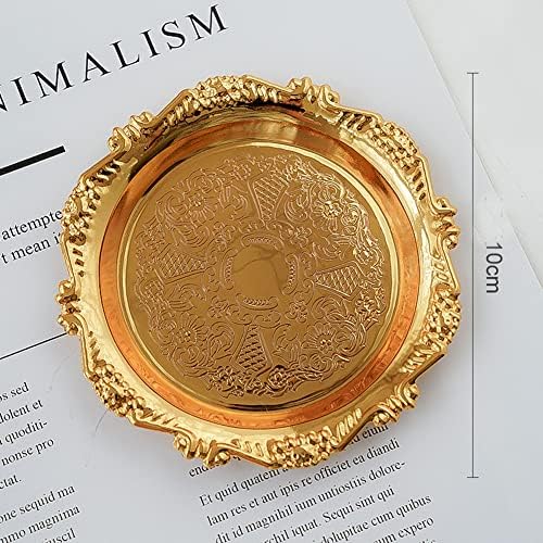 2pc Gold Metal Jewelry Tray Round Candle Organizer Dish
