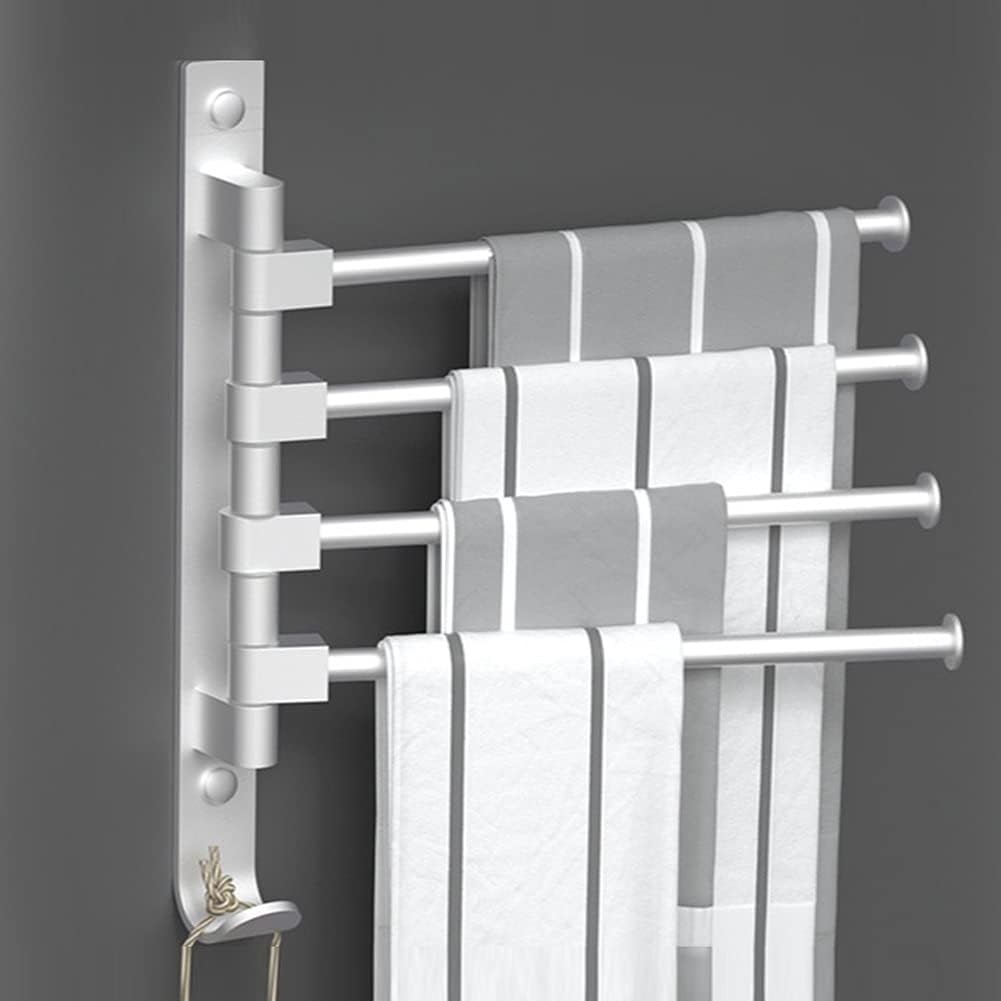 Black Towel Rail for Bath Wall-Mounted Towel Holder with 4 Bars