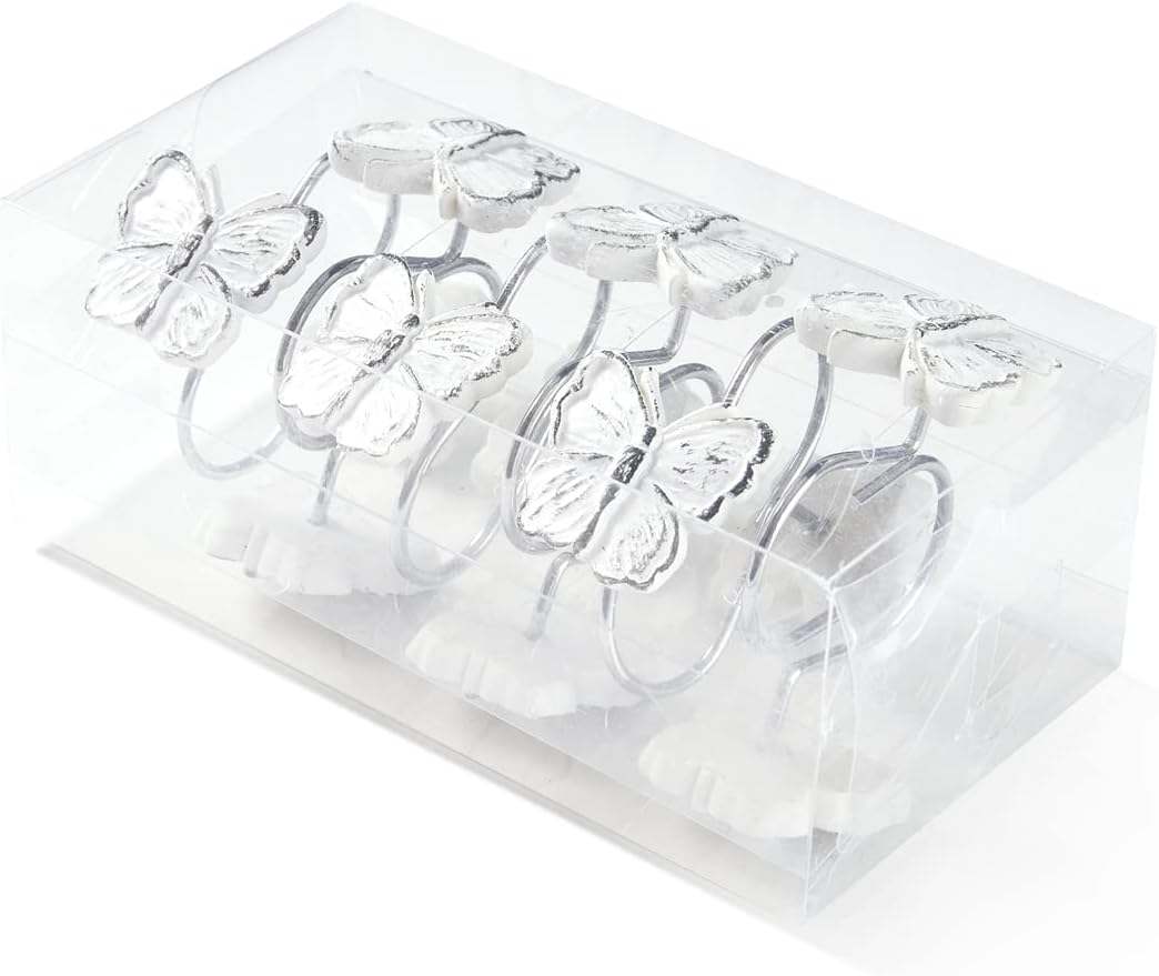 Estmy Decorative Butterfly Shower Curtain Hooks 12PCS