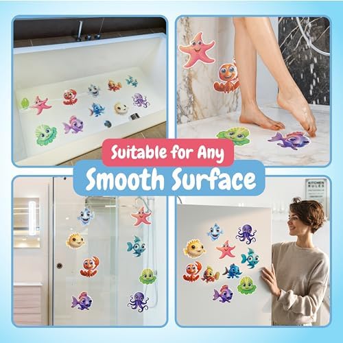 Adventure with TEKWAVE Non-Slip Bath Stickers for Toddlers Pack of 10