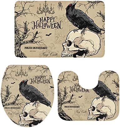 3 Piece Bathroom Rug Set Non Slip Halloween Design