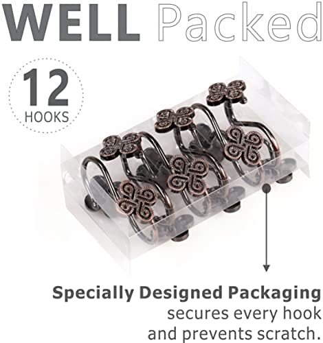Popkozzi Bronze Decorative Shower Curtain Hooks Set of 12
