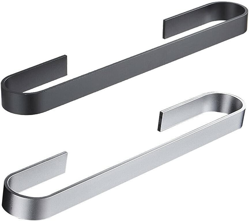 Sturdy Wall-Mounted Towel Rail BlackSilver for Bathroom Storage