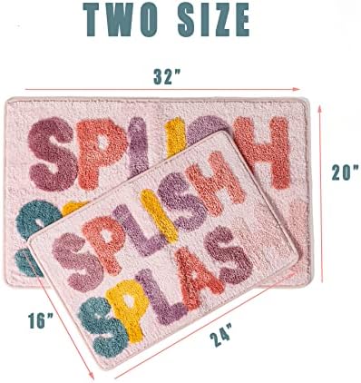 Kids Bath Rug Microfiber Non-Slip Mat Splish Pink 20x32