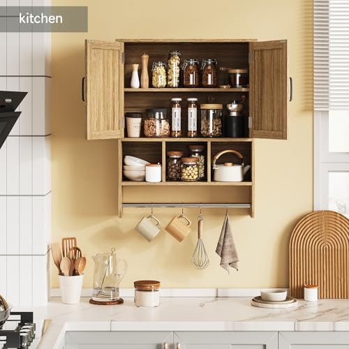 Rustic Bathroom Wall Cabinet with Towel Bar