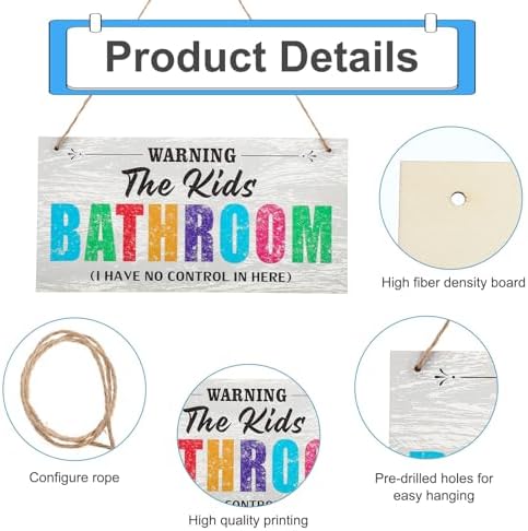 Kids Bathroom Wood Sign Funny Kids Bathroom Warning Decor