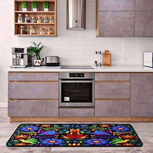 Elegant Floral Mexican Birds Kitchen Rugs