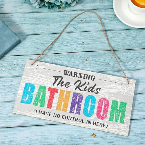 Kids Bathroom Wood Sign Funny Kids Bathroom Warning Decor