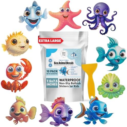 Adventure with TEKWAVE Non-Slip Bath Stickers for Toddlers Pack of 10