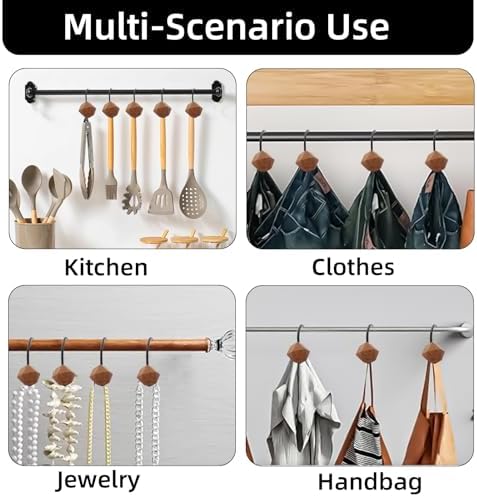 Natural Wood Decorative Shower Curtain Hangers