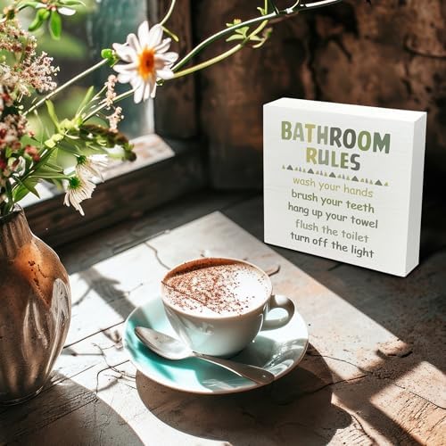 Kids Bathroom Wooden Box Sign 5x5 Green