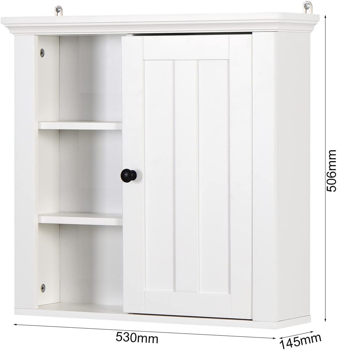 Bathroom Medicine Cabinet with Adjustable Shelf and 3 Open Compartments