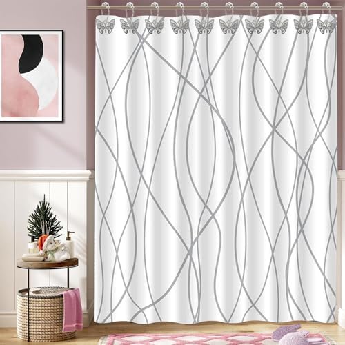Decorative Shower Curtain Hooks 12PCS Silver Butterfly Hangers