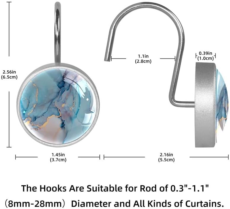 12 Set Decorative Shower Curtain Hooks