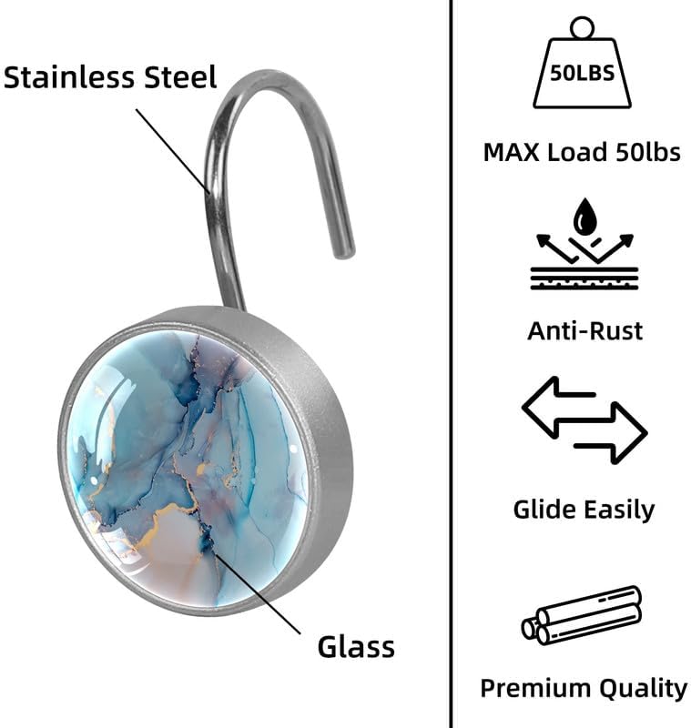 12 Set Decorative Shower Curtain Hooks