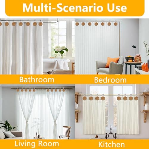 Modern Wood Shower Curtain Hooks 12PCS Silvery