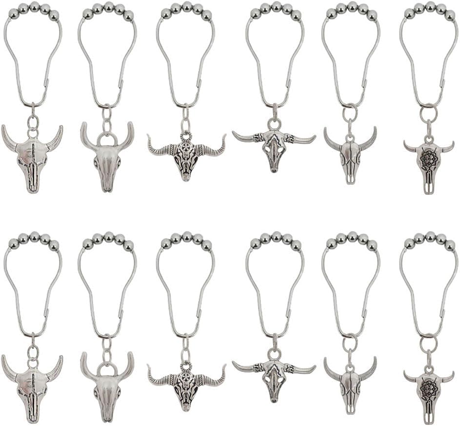 Sturdy Rust-Resistant Cow Shower Curtain Hook Set