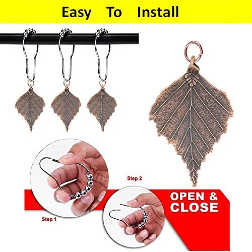 Birch Tree Leaf shower curtain hooks with vibrant autumnal design